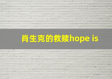 肖生克的救赎hope is